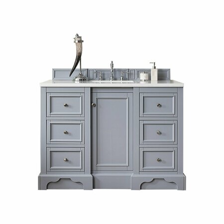 JAMES MARTIN VANITIES De Soto 48in Single Vanity, Silver Gray w/ 3 CM Carrara Marble Top 825-V48-SL-3CAR